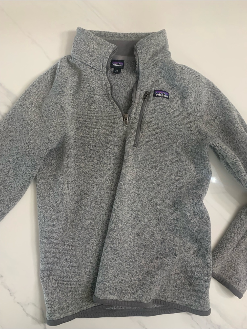 Patagonia Light Gray Quarter-Zip Fleece Pullover